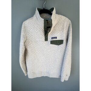 Patagonia Women’s Quilted Snap-T Fleece Pullover - Gray/Green Diamond Pattern M